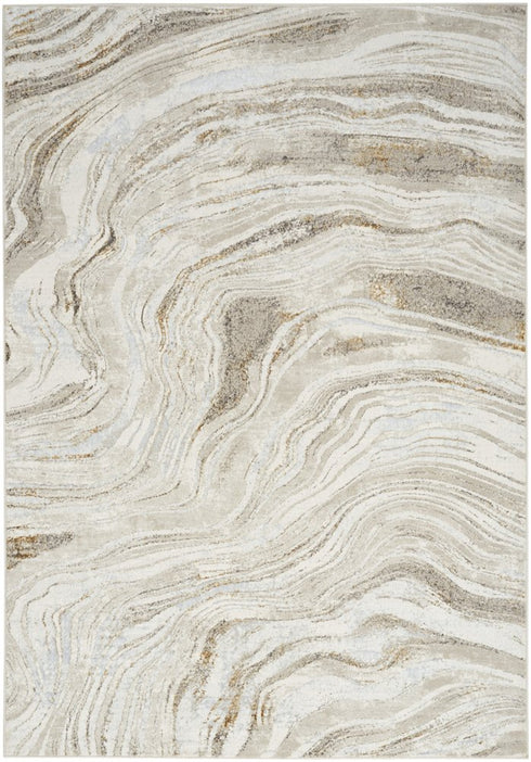 5' X 7' Gold Gray and Ivory Abstract Non Skid Area Rug